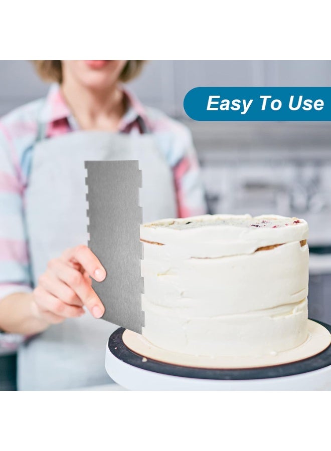 3-piece stainless steel cake scraper 10 inches, with patterned edges and smoother edges. Cake decoration comb, cake cake cake cutting machine, used for mousse cream cake decoration - Image 3